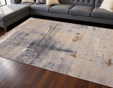 7' X 10' Taupe Brown And Gray Abstract Area Rug