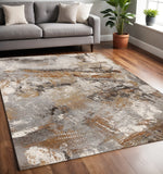 5' X 8' Gray Brown And Beige Abstract Area Rug