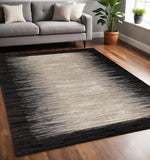 5' X 8' Black Gray And Beige Abstract Area Rug