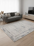 5' X 8' Gray Blue And Beige Abstract Area Rug