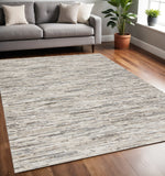 5' X 8' Cream And Brown Striped Area Rug