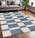 5' X 8' Blue And White Geometric Area Rug