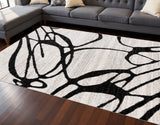 8' X 11' Black And Gray Abstract Area Rug