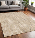 5' X 8' Beige And Black Area Rug
