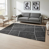 5' X 8' Gray And White Abstract Area Rug