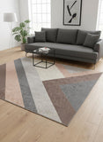 5' X 8' Gray Brown And Beige Geometric Area Rug