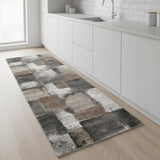 8' Gray Brown And Ivory Abstract Runner Rug
