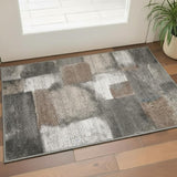 3' X 5' Gray Brown And Ivory Abstract Area Rug