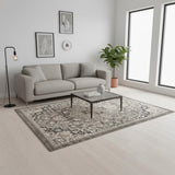 5' X 8' Taupe Gray And Brown Medallion Area Rug