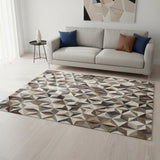 5' X 8' Cream Gray And Brown Geometric Area Rug
