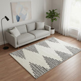 5' X 8' Cream And Gray Geometric Area Rug