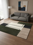 5' X 8' Green Black And Ivory Geometric Area Rug