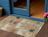 3' X 5' Gold Ivory And Blue Bear Washable Indoor Outdoor Area Rug