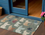 3' X 5' Green Ivory And Copper Bear Washable Indoor Outdoor Area Rug