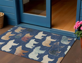 3' X 5' Navy Blue Ivory And Beige Bear Washable Indoor Outdoor Area Rug