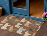 3' X 5' Chili Red Ivory And Beige Bear Washable Indoor Outdoor Area Rug