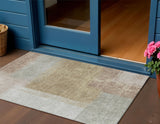 3' X 5' Gold Ivory And Gray Abstract Washable Indoor Outdoor Area Rug