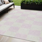 5' X 8' Pink And Ivory Geometric Washable Indoor Outdoor Area Rug