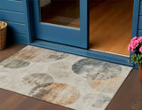 3' X 5' Beige Khaki And Ivory Abstract Washable Indoor Outdoor Area Rug