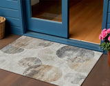 3' X 5' Taupe Ivory And Beige Abstract Washable Indoor Outdoor Area Rug