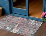 3' X 5' Blush Pink And Merlot Abstract Washable Indoor Outdoor Area Rug