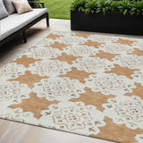 5' X 8' Copper And Ivory Quatrefoil Washable Indoor Outdoor Area Rug