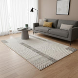 5' X 8' Ivory And Black Striped Area Rug