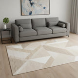 5' X 8' Beige And Cream Geometric Area Rug