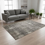 5' X 8' Gray And Off White Abstract Area Rug