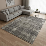 8' X 11' Gray And Off White Abstract Area Rug