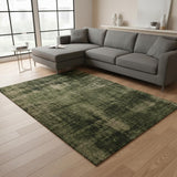 7' X 10' Green And Taupe Abstract Area Rug