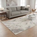5' X 8' Cream And Gray Abstract Area Rug