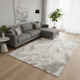 8' X 11' Cream And Gray Abstract Area Rug