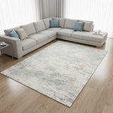 8' X 11' Cream And Blue Abstract Area Rug