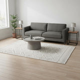 5' X 8' Taupe And Cream Geometric Area Rug