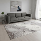 5' X 8' Gray And Off White Abstract Area Rug