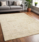 5' X 8' Cream And Beige Abstract Area Rug