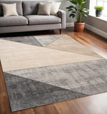 5' X 8' Gray And Beige Geometric Area Rug