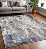 5' X 8' Blue Beige And Gray Abstract Area Rug