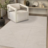 5' X 8' Cream And White Geometric Area Rug