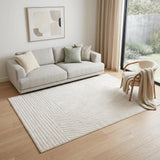 5' X 8' Cream And White Striped Area Rug