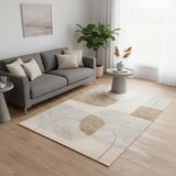 5' X 8' Cream Brown And Beige Geometric Area Rug
