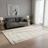 5' X 8' Cream And Beige Striped Area Rug