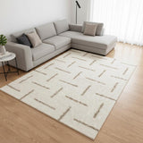 8' X 11' Cream And Beige Striped Area Rug