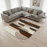8' X 11' Cream Red And Brown Geometric Area Rug