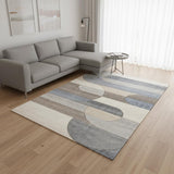 5' X 8' Blue Cream And Brown Geometric Area Rug