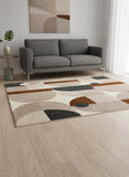 5' X 8' Cream Taupe And Red Geometric Area Rug