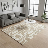 5' X 8' Cream And Beige Geometric Area Rug
