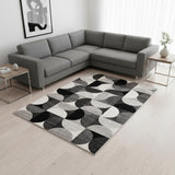8' X 11' Gray Black And Ivory Geometric Area Rug