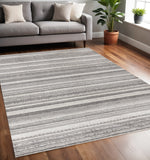 5' X 8' Gray And White Striped Area Rug